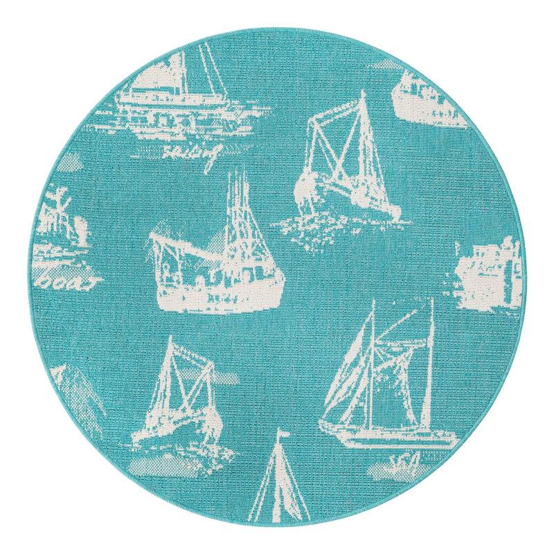 Indoor/Outdoor Coastal Area Rug, Round 4'1"