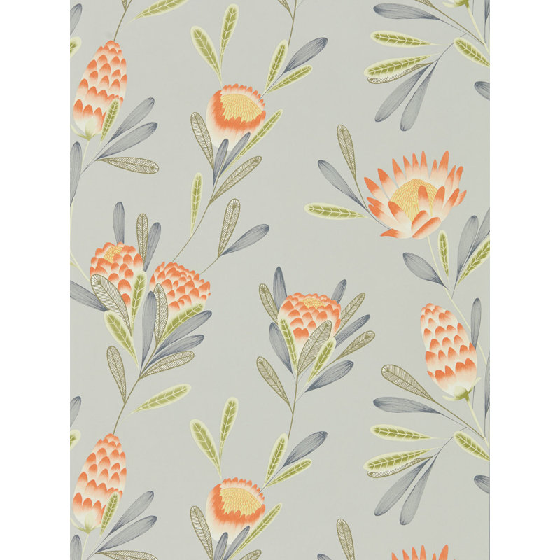Cayo Wallpaper, Coral/Silver