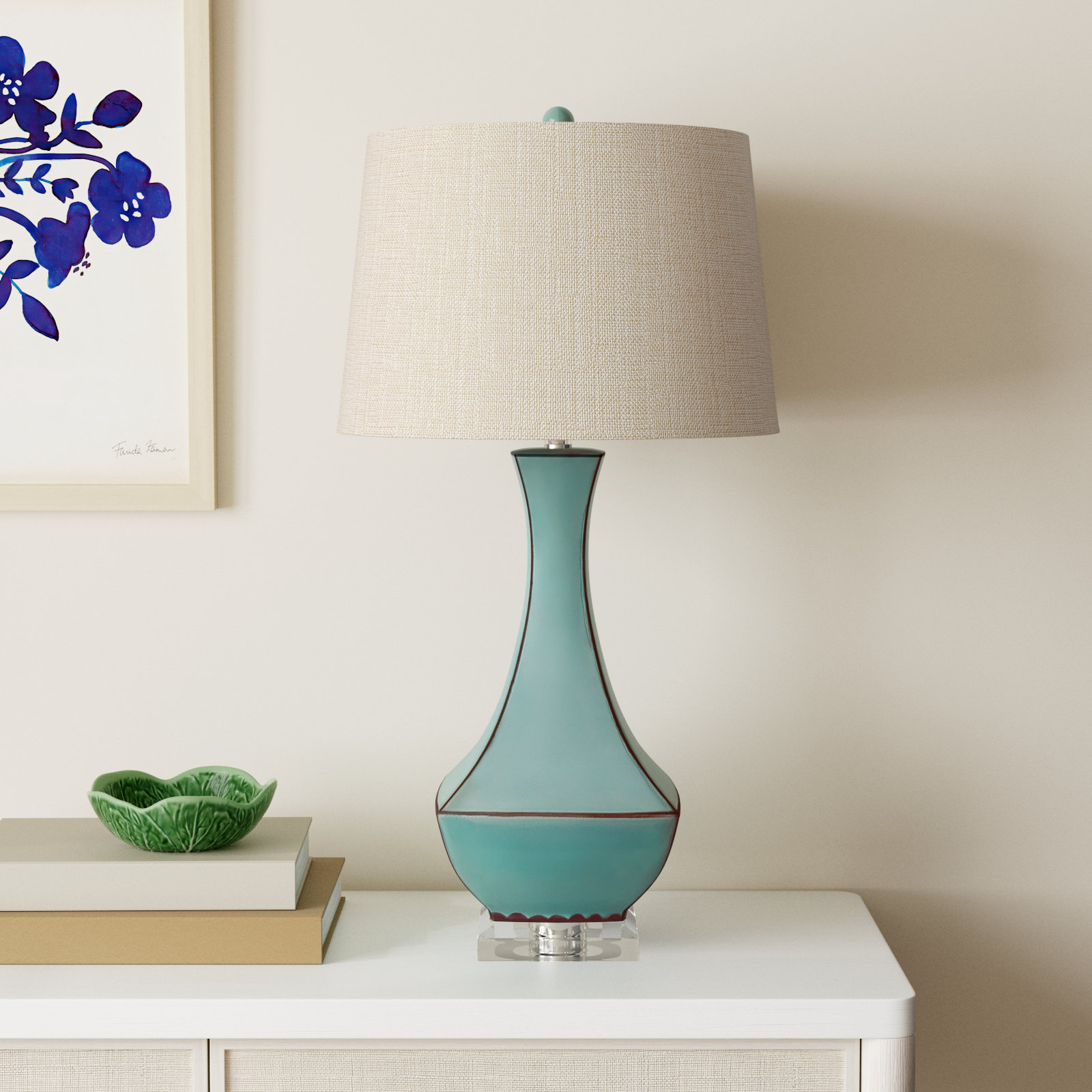 Sterling Ceramic Table Lamp, Turquoise