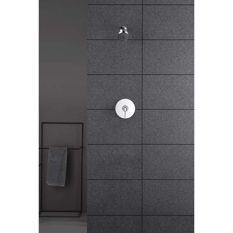 Nita Collection Shower Trim Only: 4" Round Shower Head, Single Handle Set & Rough-in Valve Included - Chrome Polished