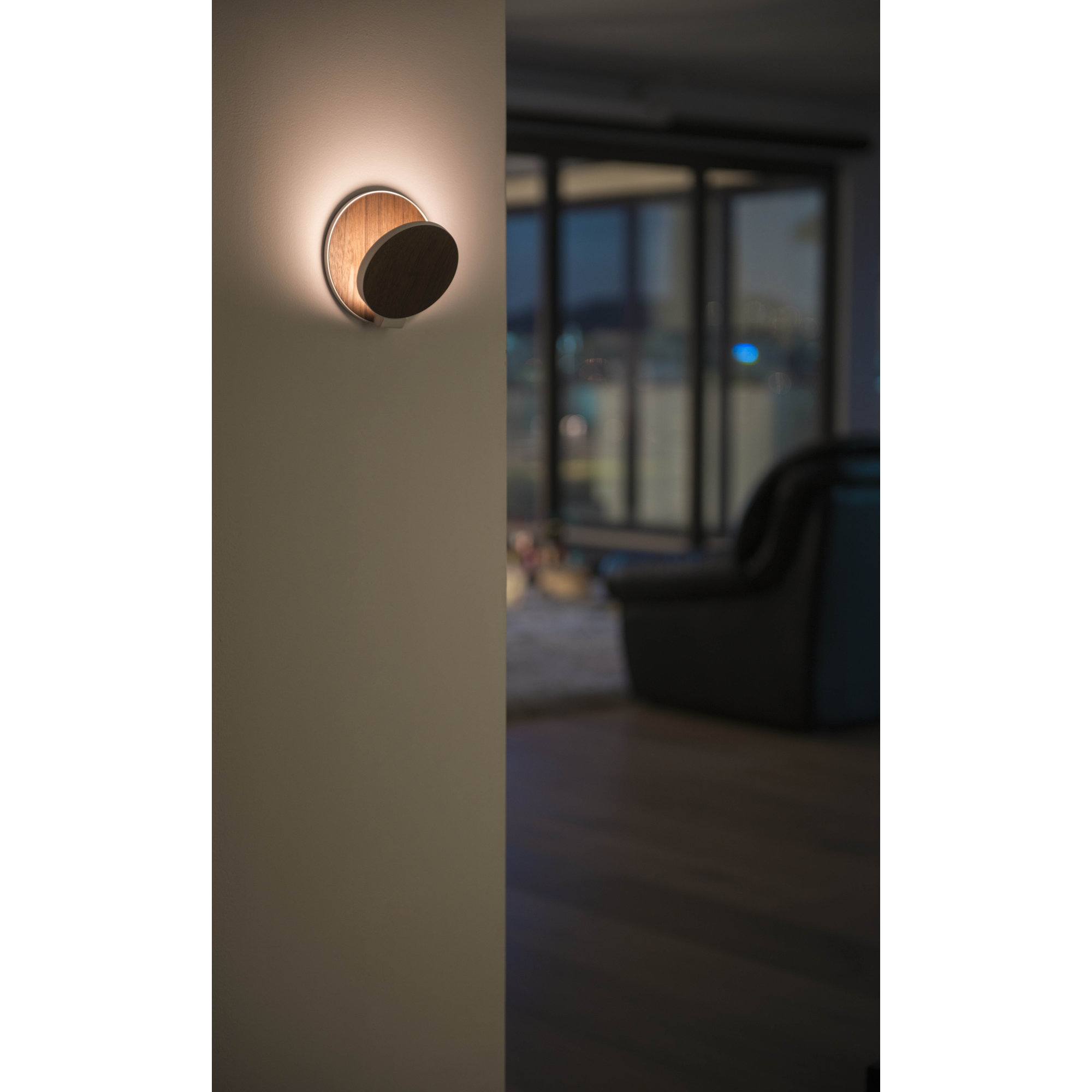 Gravy Single Light Dimmable LED Flush Mounted Sconce, Brushed Brass/Chrome