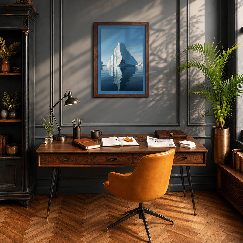 Arctic Iceberg Minimalist - Framed Print, Walnut, A1 - 84.1 x 59.4 cm
