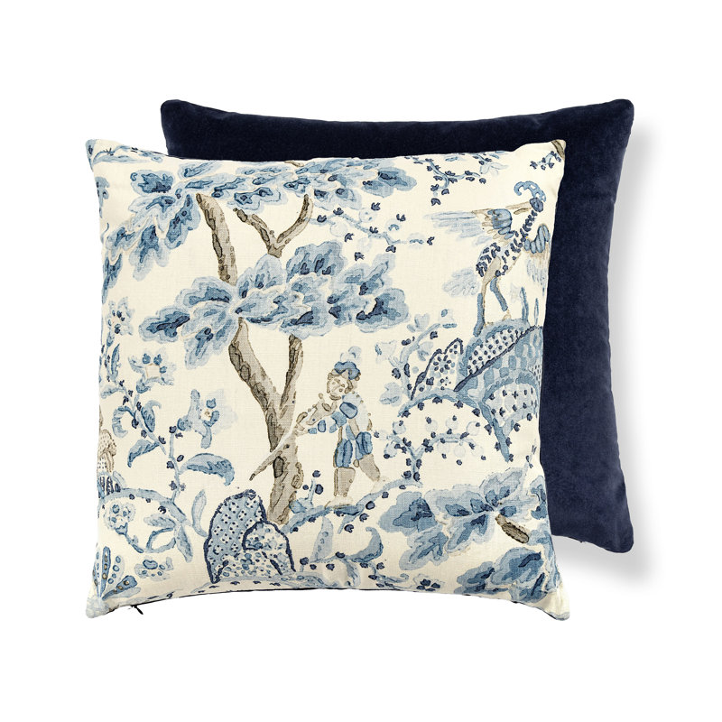 KELMESCOTT / AURORA PILLOW,  Porcelain/Navy Toile, 22" H x 22" W, Square
