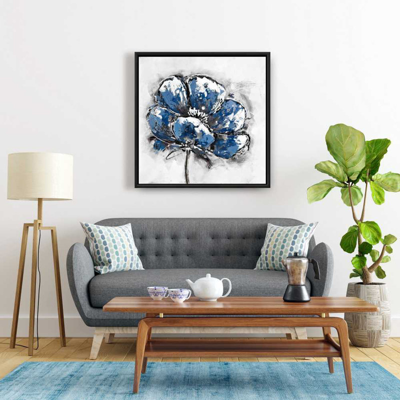 Small Flower Classic Blue Canvas | Floral Home Decor Frame