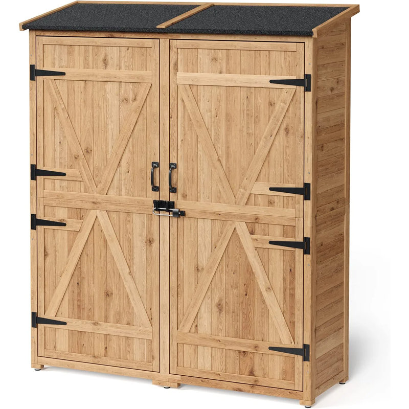 4 ft. 7 in. W x 1 ft. 5 in. D Solid Wood Vertical Tool Shed, Brown