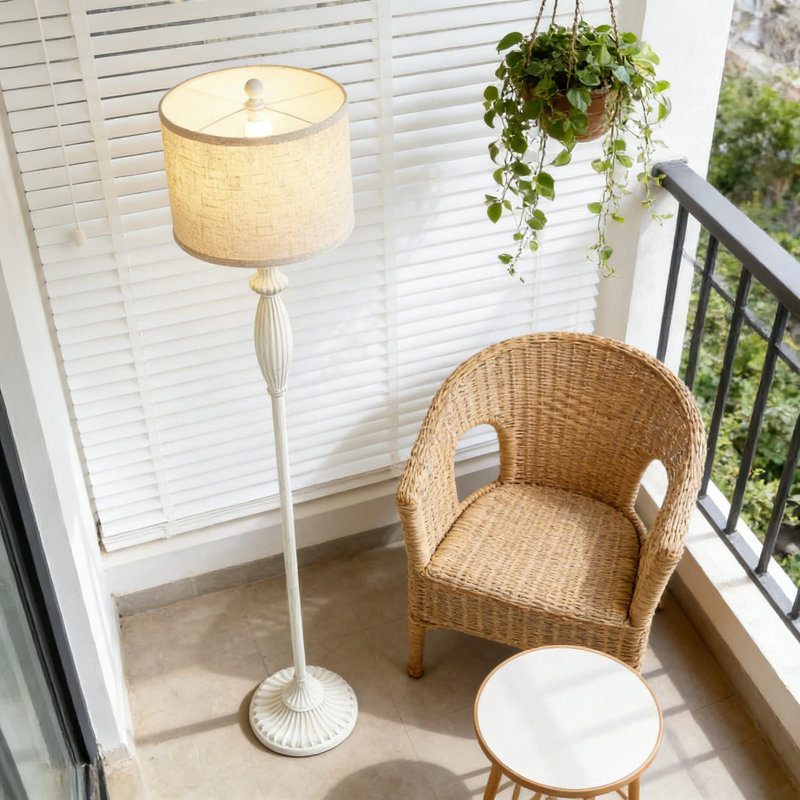 Lampe sur pied rétro avec température de couleur à intensité variable, lampe sur pied réglable à interrupteur rotatif pour salon, chambre à coucher, bureau, décor de couloir, finition blanc antique (ampoule incluse)
