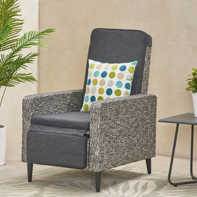 Fauteuil de patio inclinable avec coussins d'eau et système d'inclinaison par poussée, fabriqué à la main, l 27,01 po x P 32,78 po, H 39,91 po, noir + gris