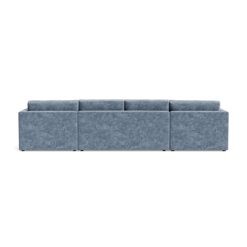 Haywood Chaise Loveseat U-Sectional, Vintage Chenille - Smoky Blue