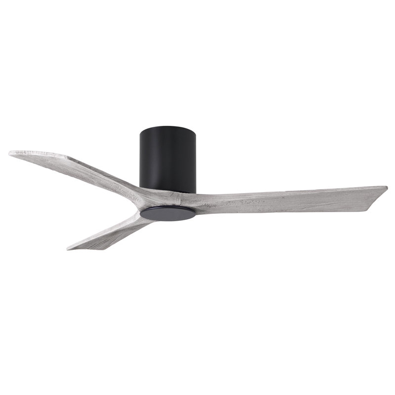 Olivier à 3 pales DEL standard avec ventilateur de plafond et ensemble d'éclairage inclus, Noir mat, Ton bois de grange, 52"