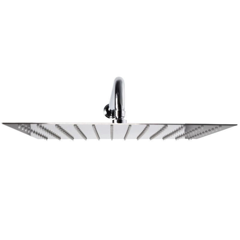 16" Square Thin High Pressure Rainfall Shower Head, Polished Chrome