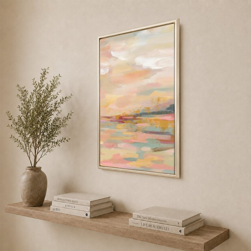 «Pink Waves» par Silvia Vassileva, impression sur toile, H 40 po x l 28 po, Champagne