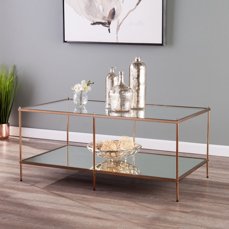 Gosport Glass Top Coffee Table, Warm Rose Gold