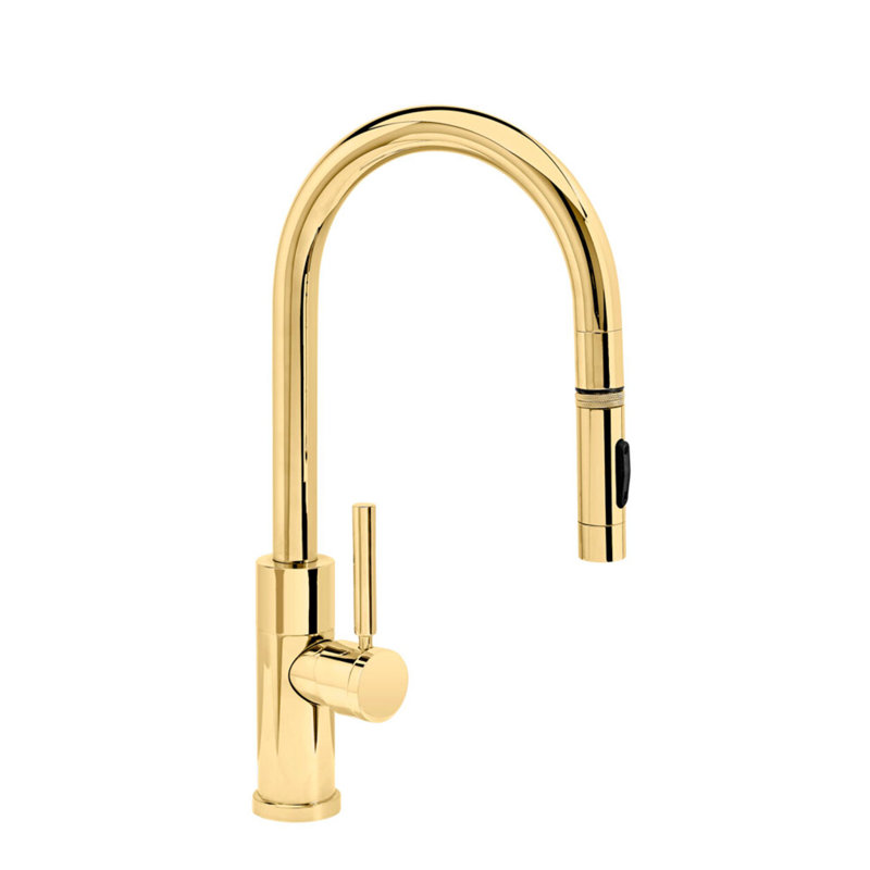 Modern Plp Pulldown Faucet - Toggle Sprayer, Unlacquered Polished Brass