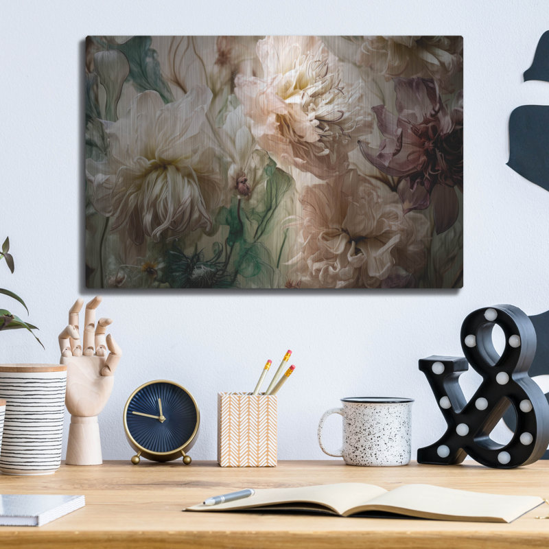 Mur de métal Winston Porter «Antique Peony» par Design Fabrikken, H 12 po x l 16 po