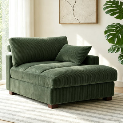 Chaise longue surdimensionnée en velours côtelé avec accoudoirs et coussins Bentura