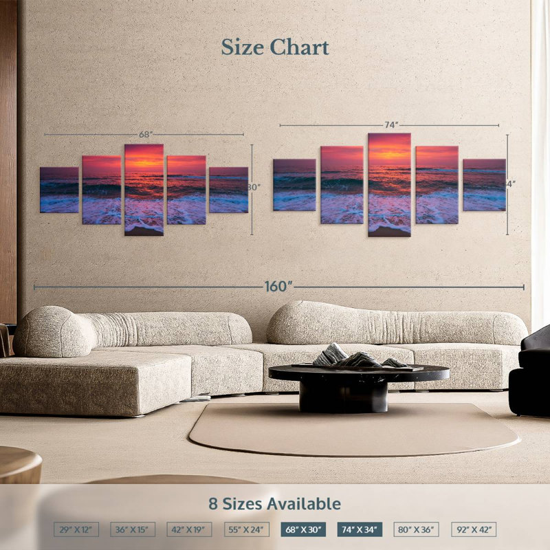 Azaline Sunrise Waves, H 30 po x l 68 po
