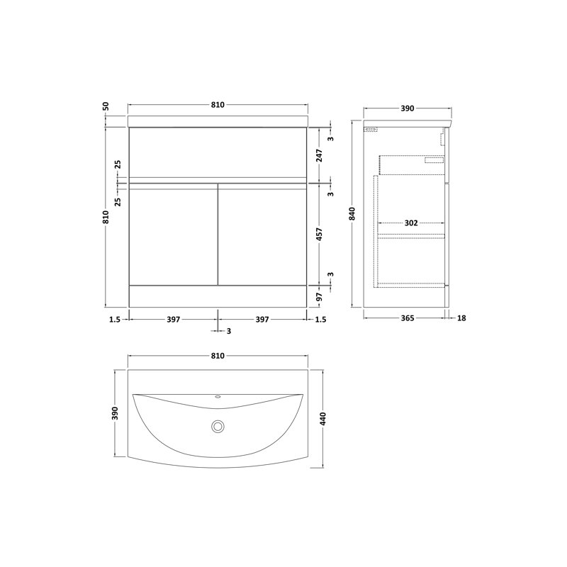 Urban Single Bathroom Vanity with Vitreous China Basin, Satin Grey