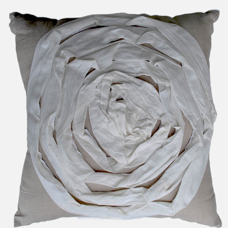 Deco Rose Square Linen Pillow, Natural