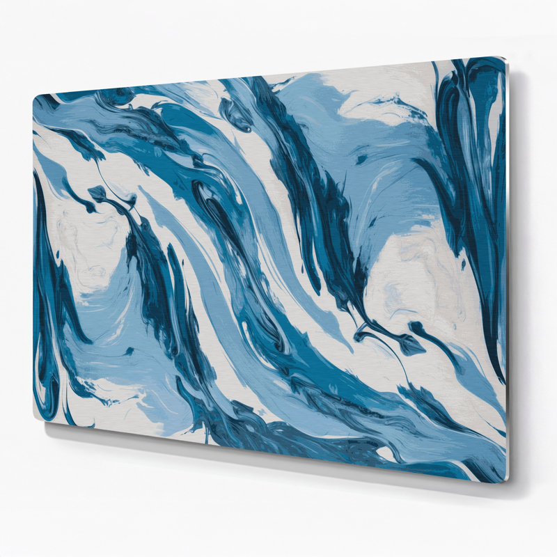 «Lyrical Abstraction 20», art mural en métal bleu, H 16 po x l 20 po