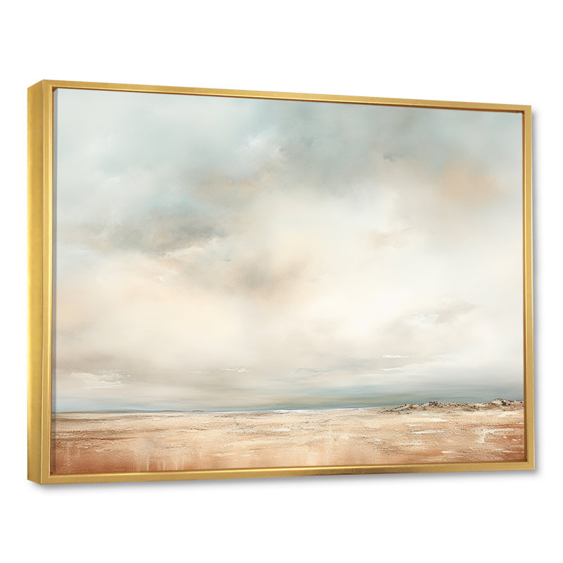 «Beige tempête pré», impression sur toile, Cadre flottant doré, H 12 po x l 20 po x P 1 po
