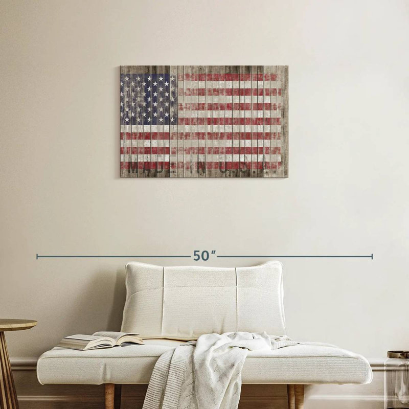 Drapeau américain Borges, grunge en bois, H 20 po x l 30 po