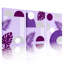 Purple Tropical Leaves and Geometric Shapes Abstract Canvas Wrapped Wall Art (Set of 3)-1521903066