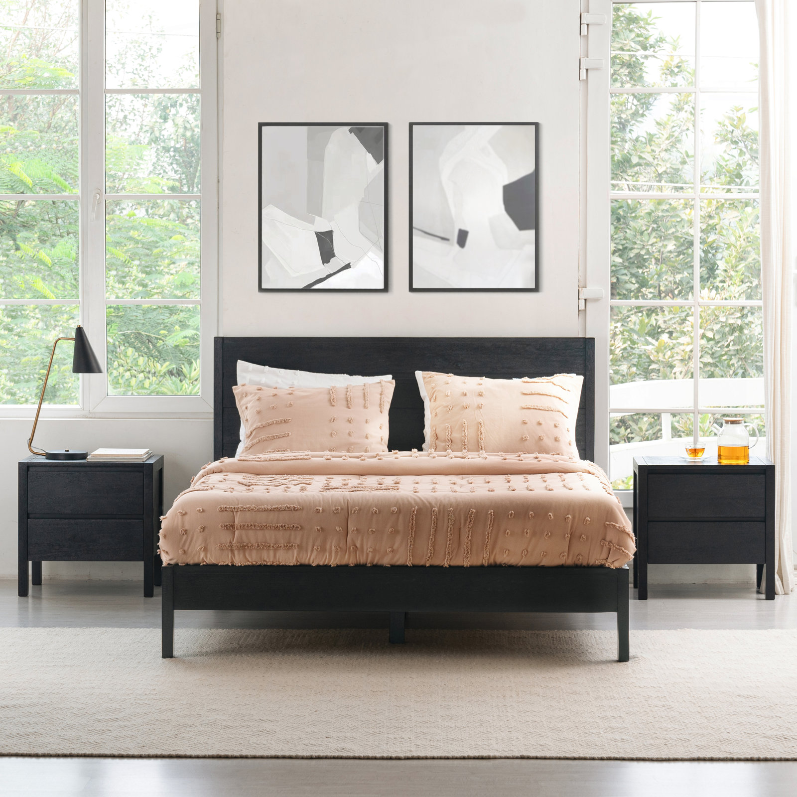 Varick 2-Drawer Mango Nightstand, Black