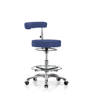 Adjustable Height Lab Stool with Footrest and Removable Casters/Wheels