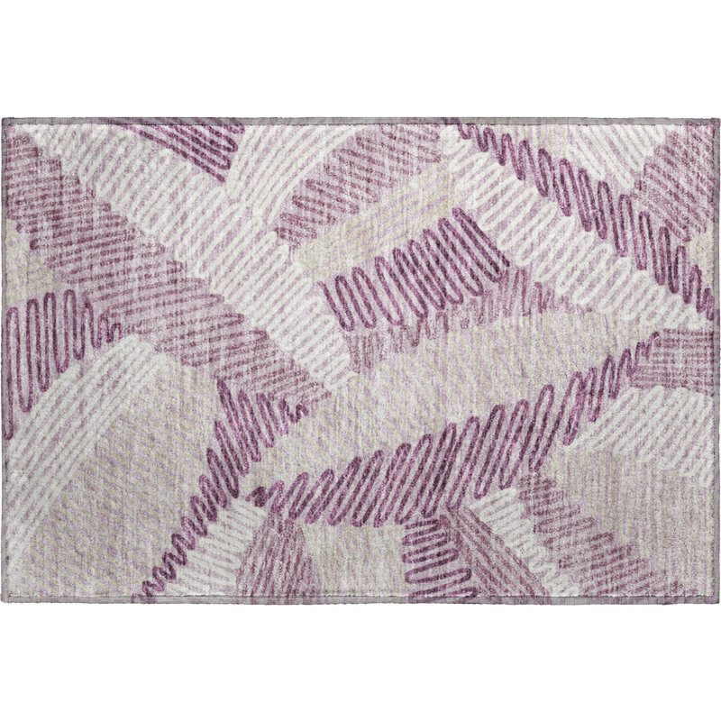 Premium Machine Washable Prisco Lavender Rug, Rectangle 1'8" x 2'6"