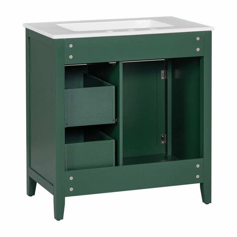 Meuble-lavabo 30 po avec comptoir d'évier, Vert