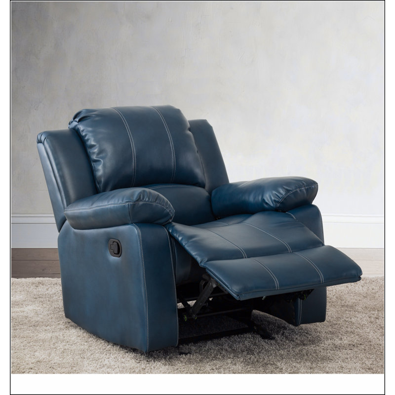 Fauteuil inclinable en cuir bleu marine Charlotte