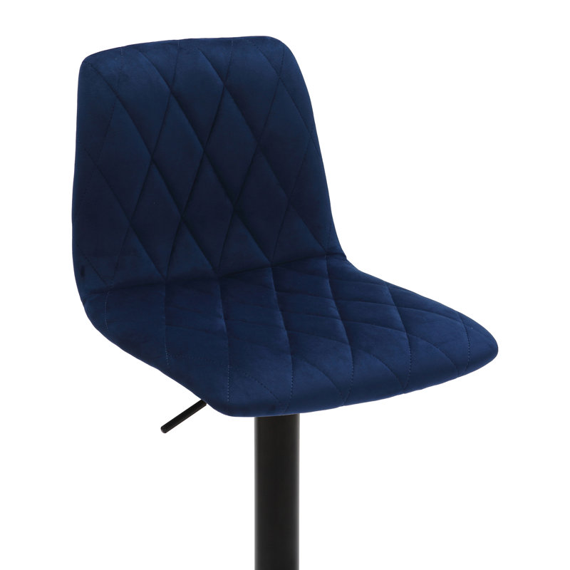 Adelaid Swivel Upholstered Adjustable Height Counter Stool with Metal Frame, Blue