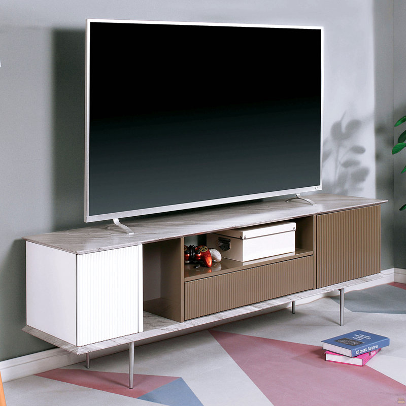 TV Console Base Stand Open Shelf And One Drawer Attached Ball Bearing Glides