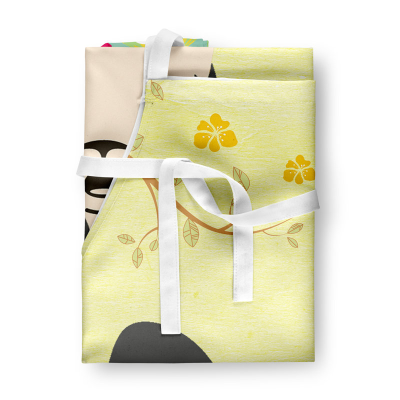 Tablier œufs de pâques, Jaune / Noir / Blanc, Papillon