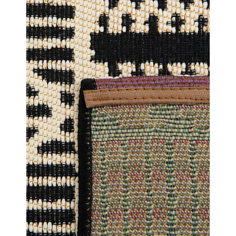 Black Dalyan Indoor/Outdoor Trellis Rug, Runner 2'7" x 5'3"