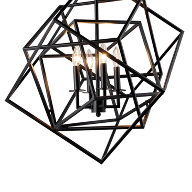 Lustre géométrique à 4 lumières de style bougie Ellenboro, Noir