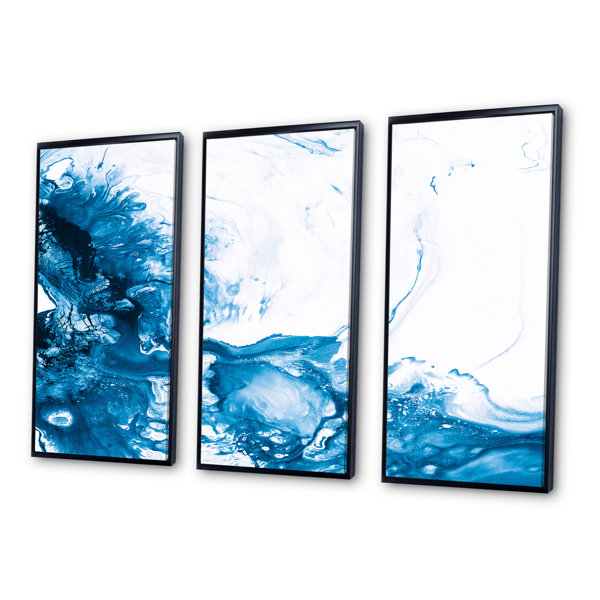 Orren Ellis Light Blue And White Liquid Marble Art II - Modern Framed ...