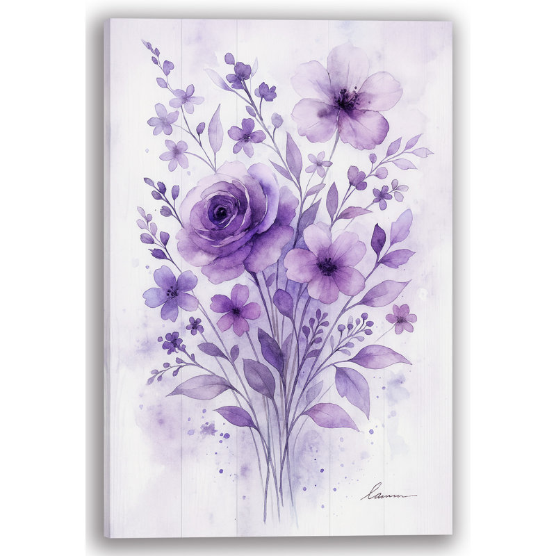 «Violet Blossom Elegance», art mural sur toile tendue