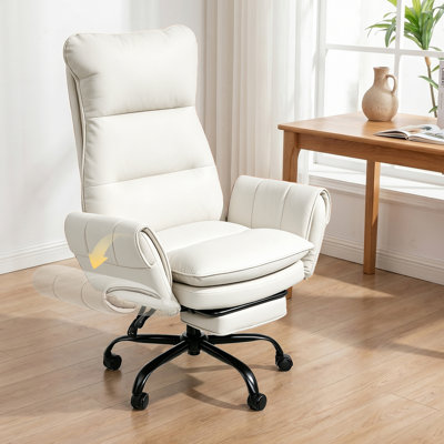Grand et grand fauteuil de bureau, accoudoirs rabattables pour animaux de compagnie et assis en tailleur, fauteuil de jeu ergonomique pour ordinateur avec repose-pieds, chaise de bureau inclinable en molleton Teddy