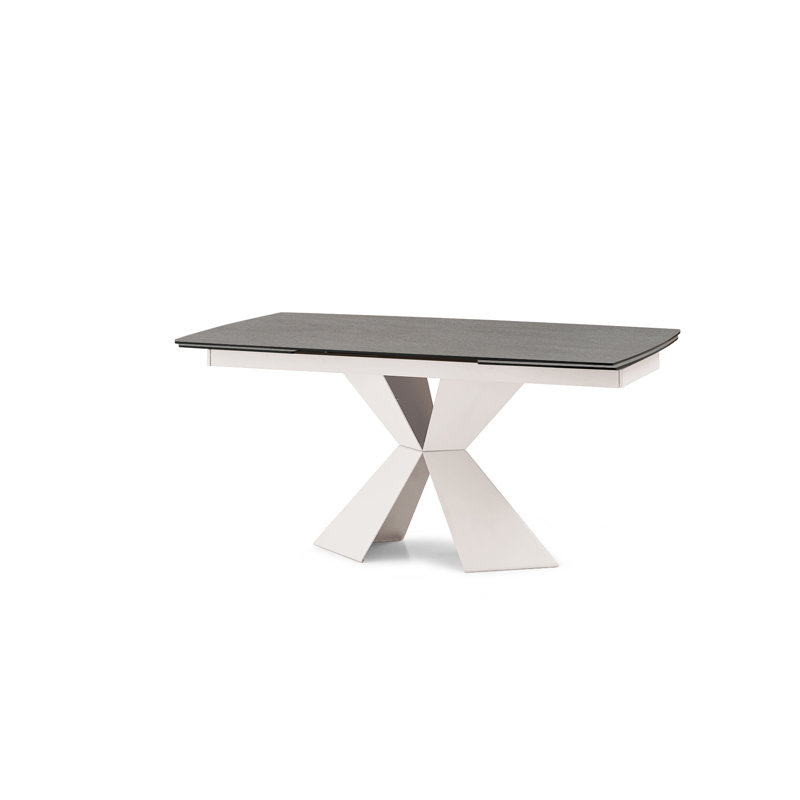 Padgett Metal Base Dining Table, 75cm H x 160cm L x 90cm W, White, White