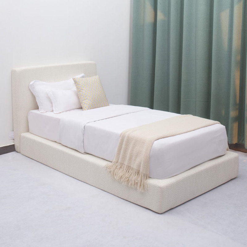 Boucle Bed Frame With Headboard, Single (3')