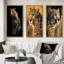 "Superbe portrait de léopard sauvage", 3 pièces sur toile-858670951-858670944