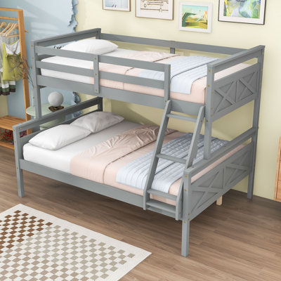 Twin-Over-Full Bunk Bed With Sturdy Ladder And Safety Guardrails
