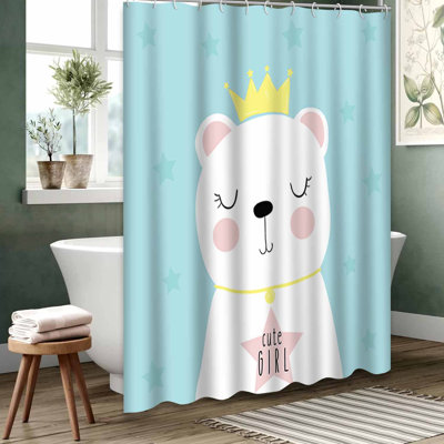 Pink Waterproof Shower Curtain, Shower Curtains for Bathroom with 12 Hooks