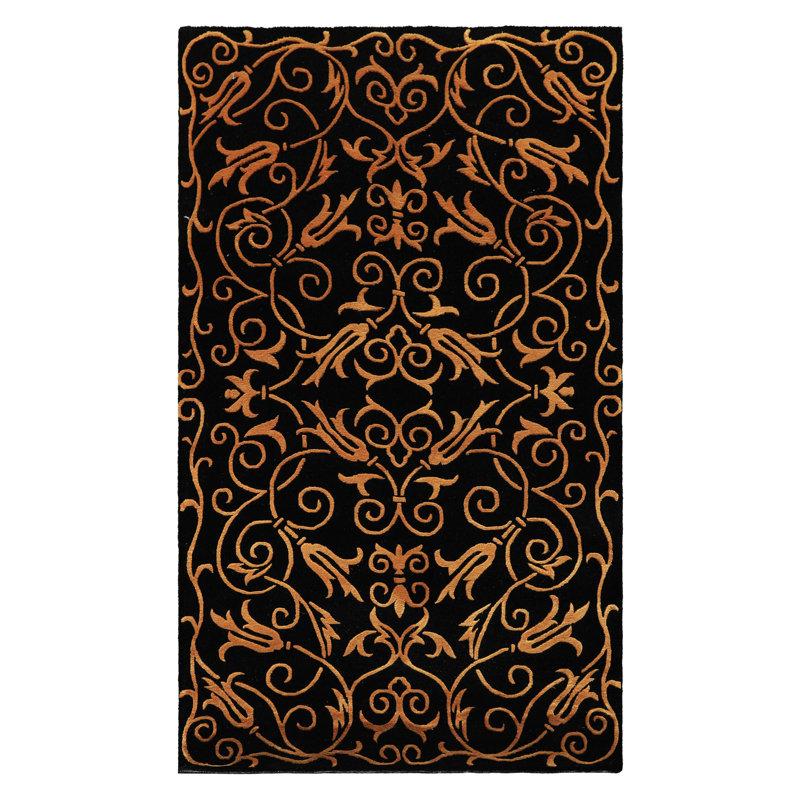 3x5 Hand Knotted Wool & Silk Black Tibetan Transitional Rug