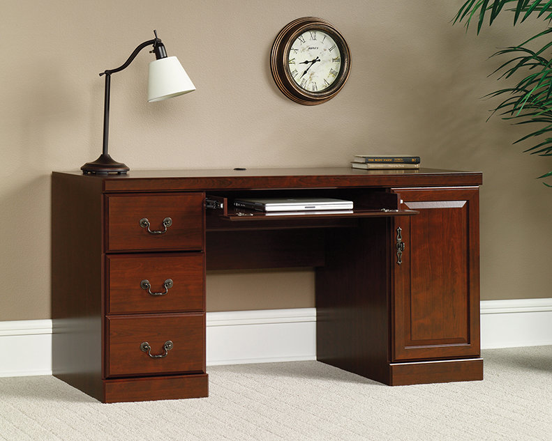 Heritage Hill Classic Cherry Executive Computer Credenza with Integrated Storage