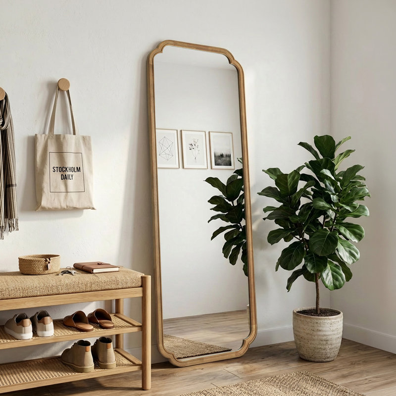 Abbate Full Length Wood Mirror, Natural Wood, 71" x 24"