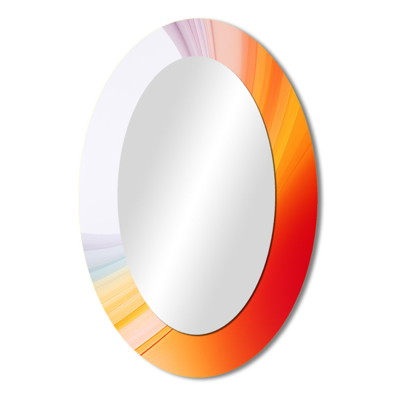 Orange Spectral Slice II - Miroir mural orange moderne, H 36 po x l 24 po