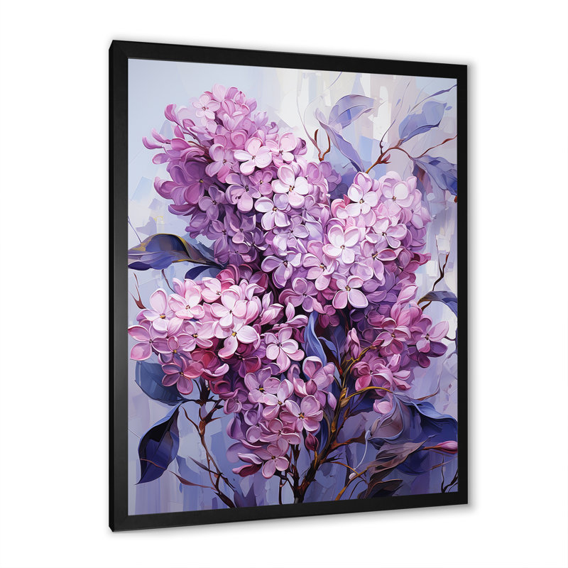 Lilas, minimalisme, rêve III, sur toile, H 40 po x l 30 po x P 1,5 po, Cadre simple noir