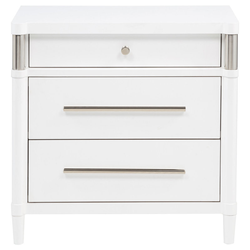 Table de chevet 3 tiroirs Gracemont - blanc